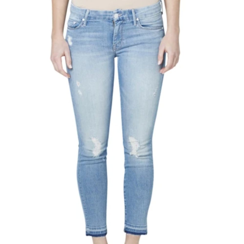 MOTHER Denim "Undone Hem Looker Crop" Jeans
